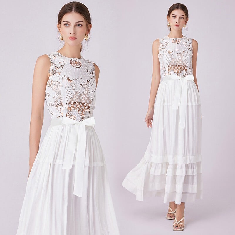 【dress】ノースリーブレースワンピース　M24659