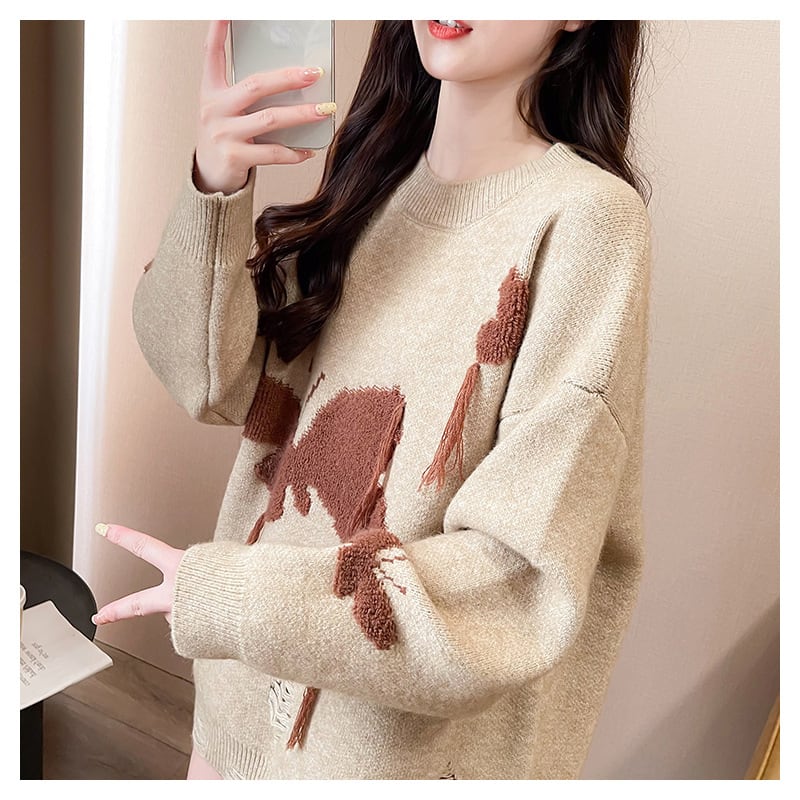 【tops】ジャカードニットセーター　M29170