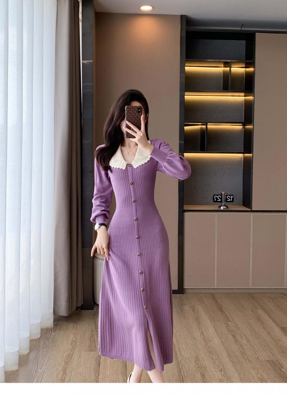 【dress】ボタンデザインニットワンピース　M18657