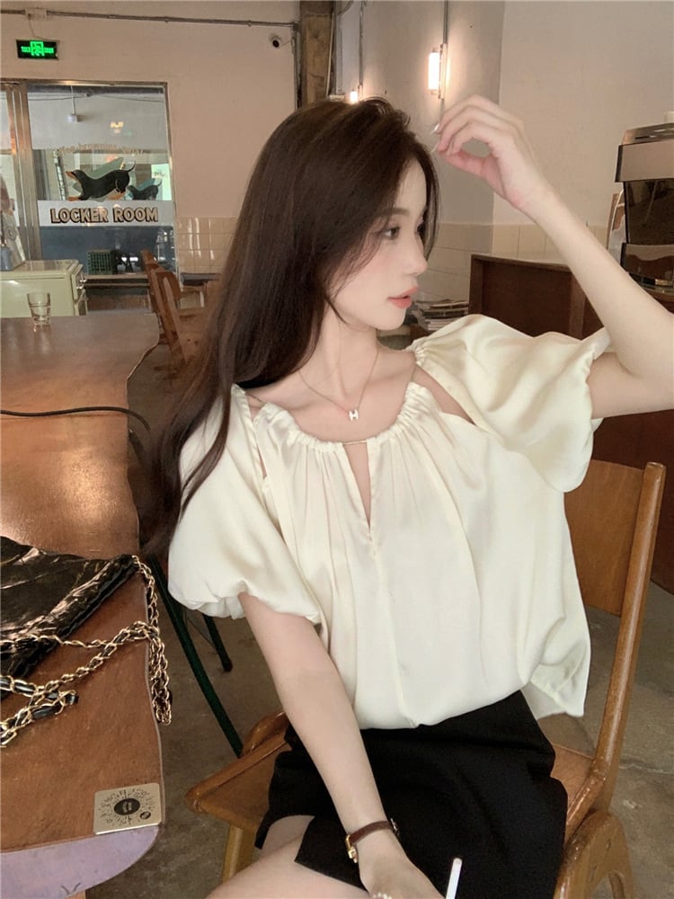 【tops】パフスリーブトップス　M25141