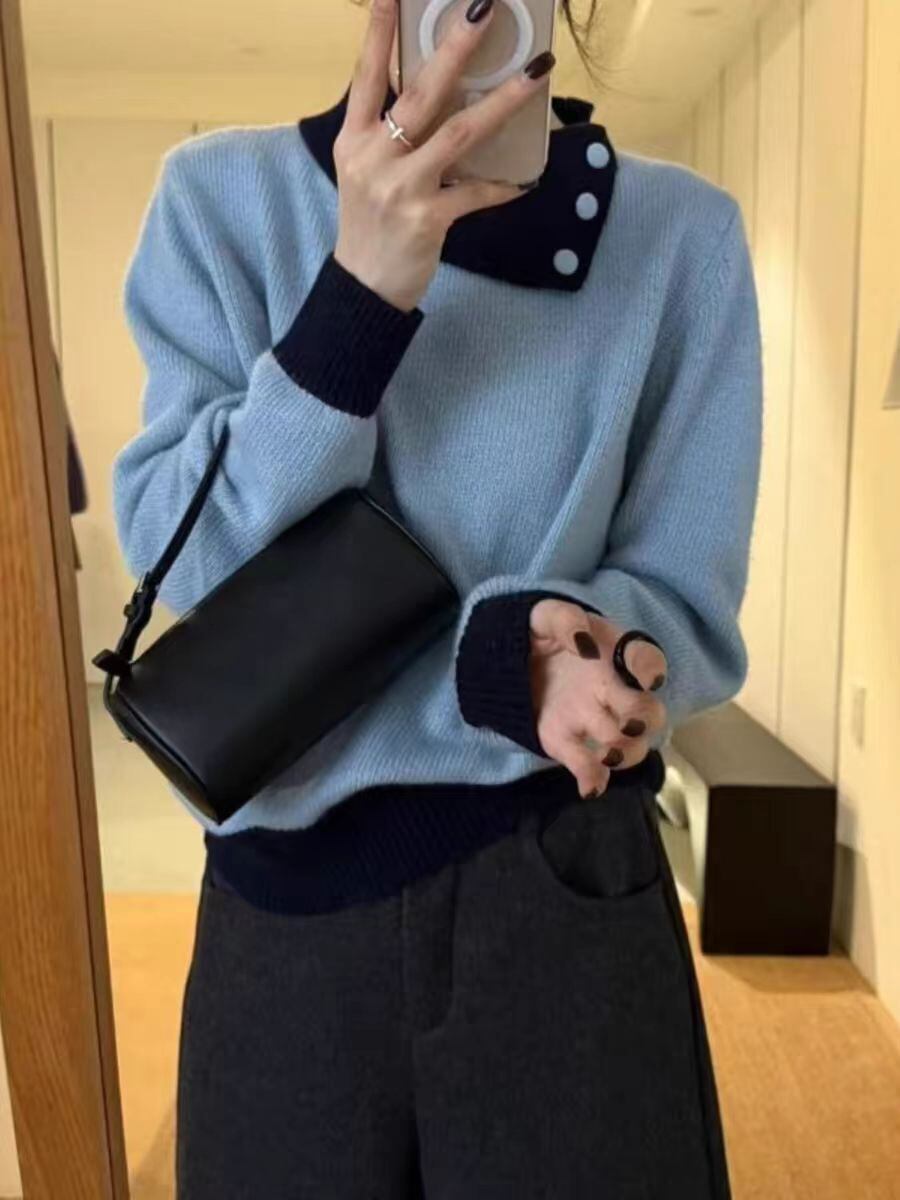 【tops】折り襟ニットセーター　M28838