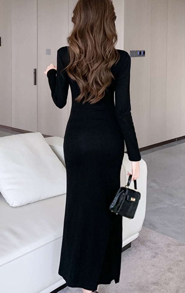【dress】スリットロングワンピース Q6900