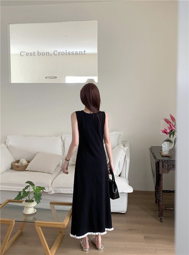 【dress】偽二つ切り替えニットキャミワンピース G20518