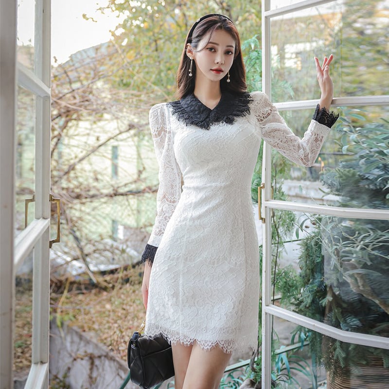 【dress】Aラインレースワンピース Q6943