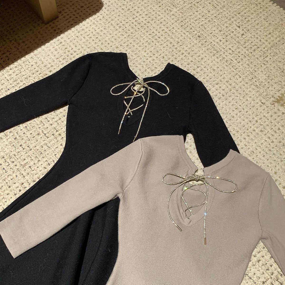 【dress】2WAYレースアップデザインミニワンピース　N3494