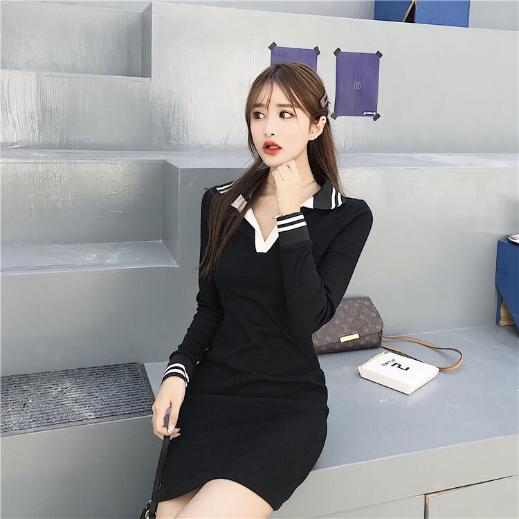 【dress】ファッション! 韓国系シンプル ギャル秋着痩せタイトワンピース G1925