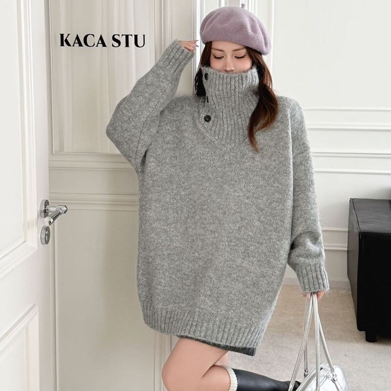【tops】ハイネックニットトップス Q7033