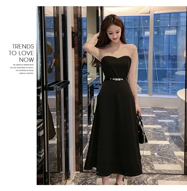 【dress】優しい雰囲気!韓国風気質満点魅力的レトロパフスリーブワンピース G0188