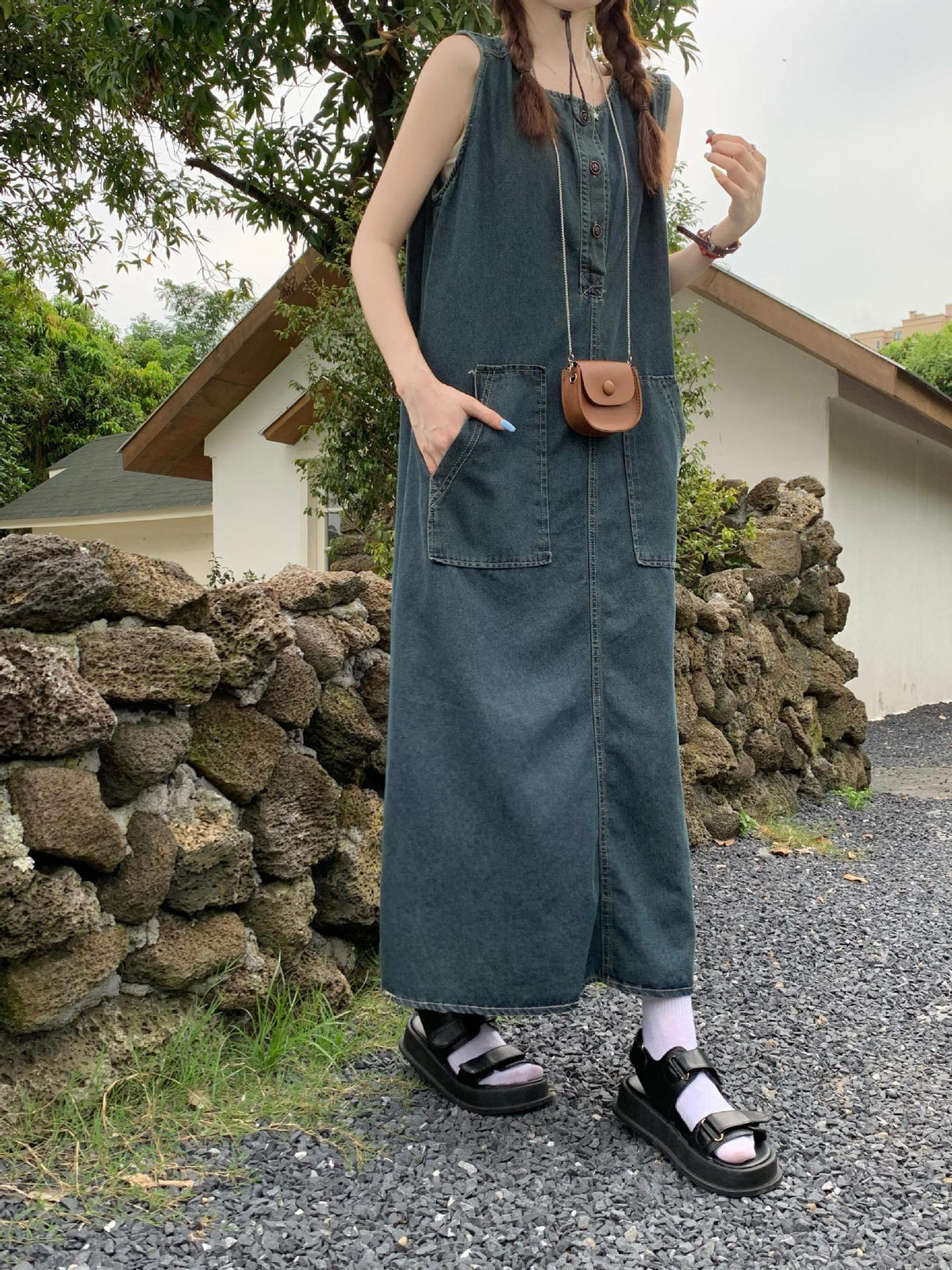 【dress】ノースリーブデニムワンピース　M25107