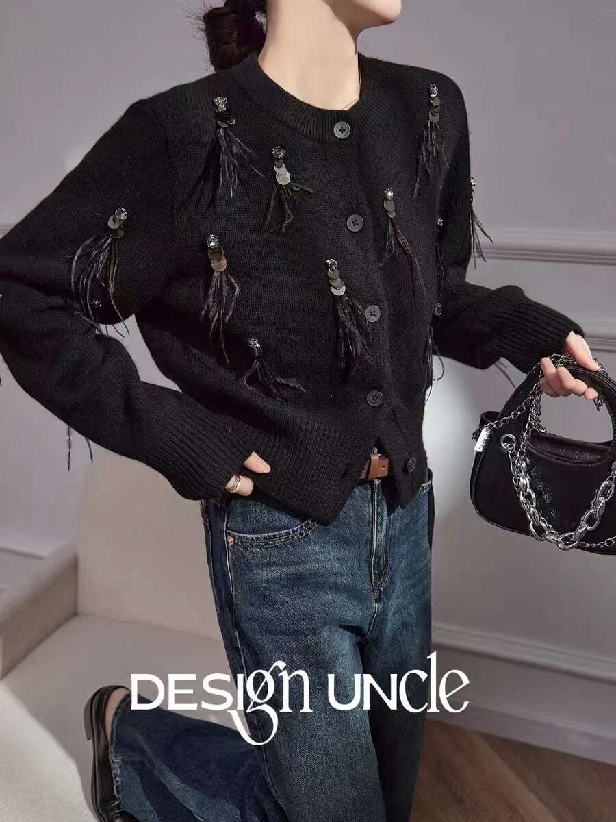 【outer】スパンコールニットカーデ　M26197