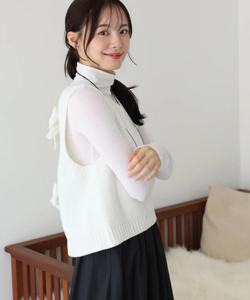 【tops】バックリボンニットベスト　M26367