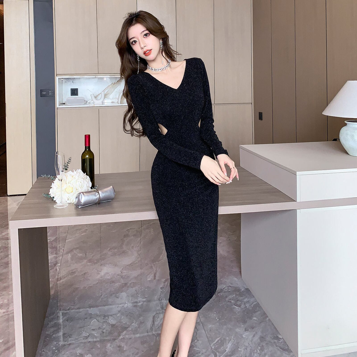 【dress】ウエストカットデートワンピース　M18681