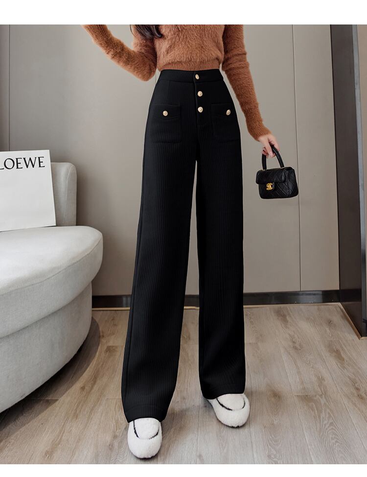 【bottoms】秋冬新作!気質満点レトロ厚手裏起毛着痩せハイウエストガウチョパンツ G4502