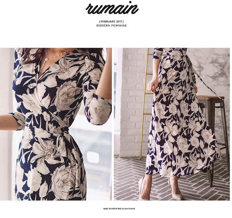 【dress】好感度UP!セクシー気質満点レトロ体型カバー着痩せVネックワンピース G2003