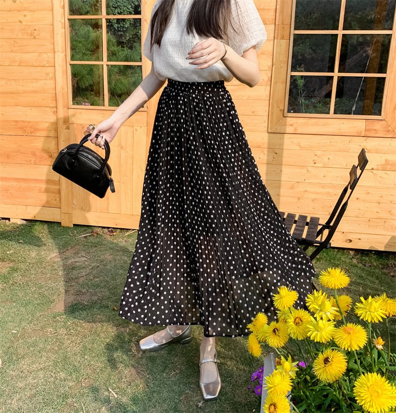 【bottoms】シフォンドット柄スカートG20489