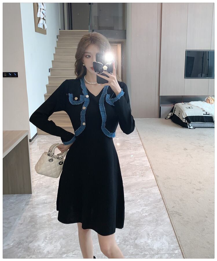 【dress】ドッキングニットワンピース　M18359