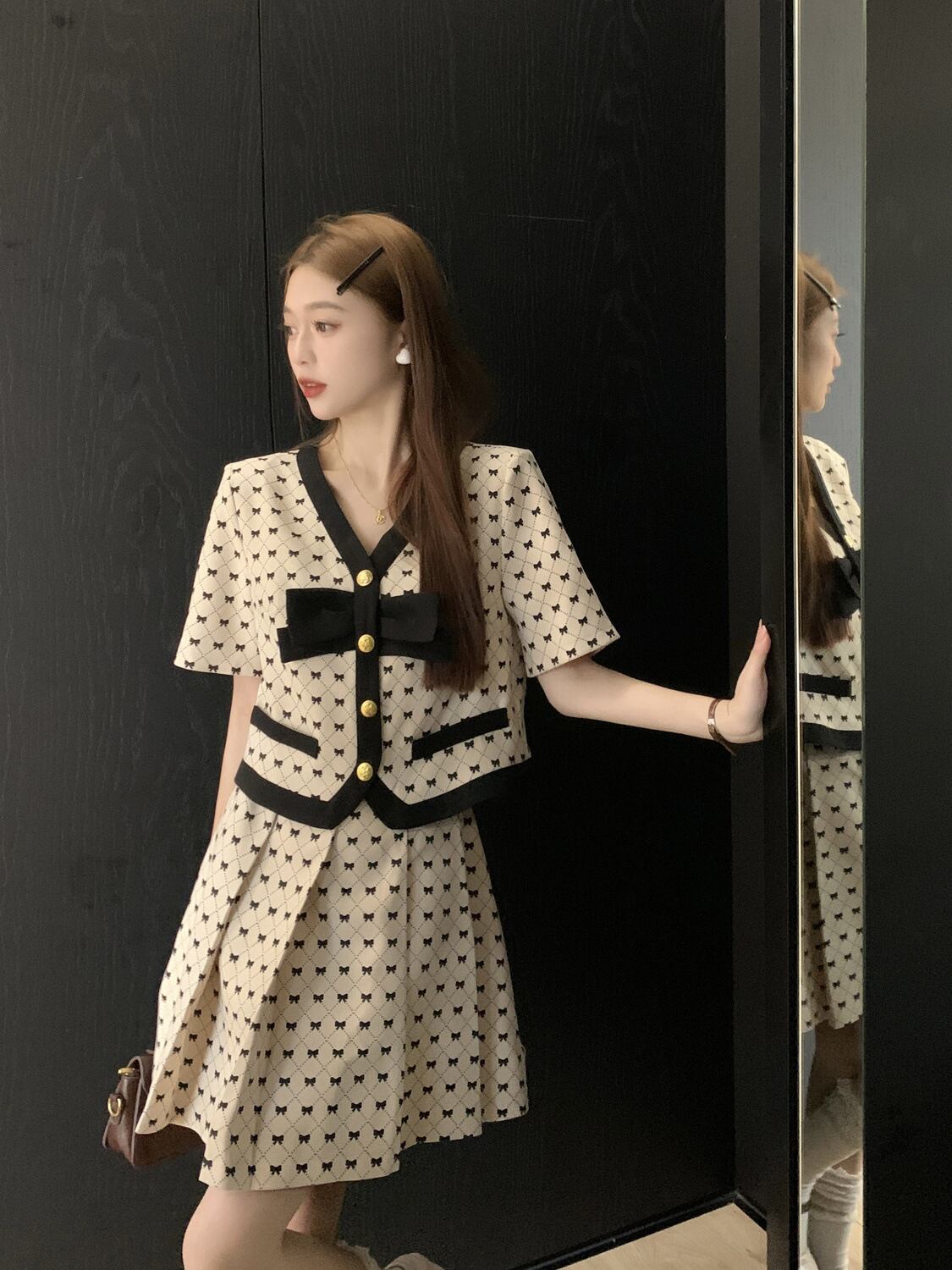 【set】リボントップス+スカート２点セットG20495