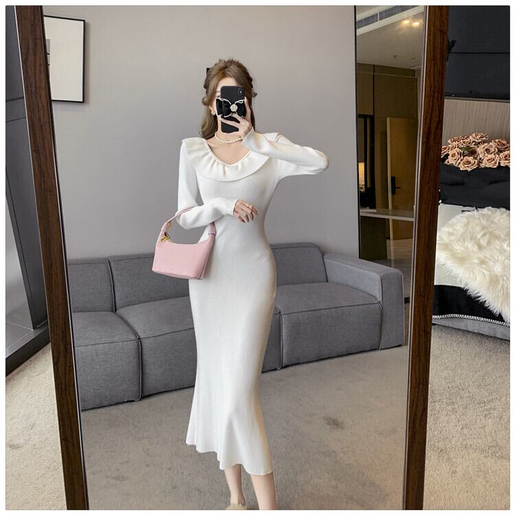【dress】フリルニットワンピース　M27638