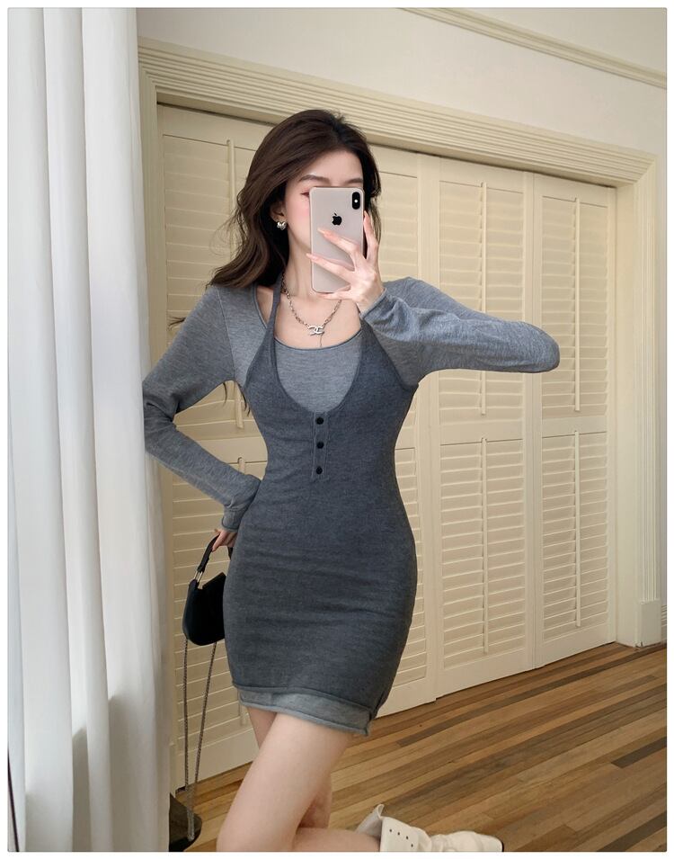 【dress】切り替え配色ワンピース　M29558