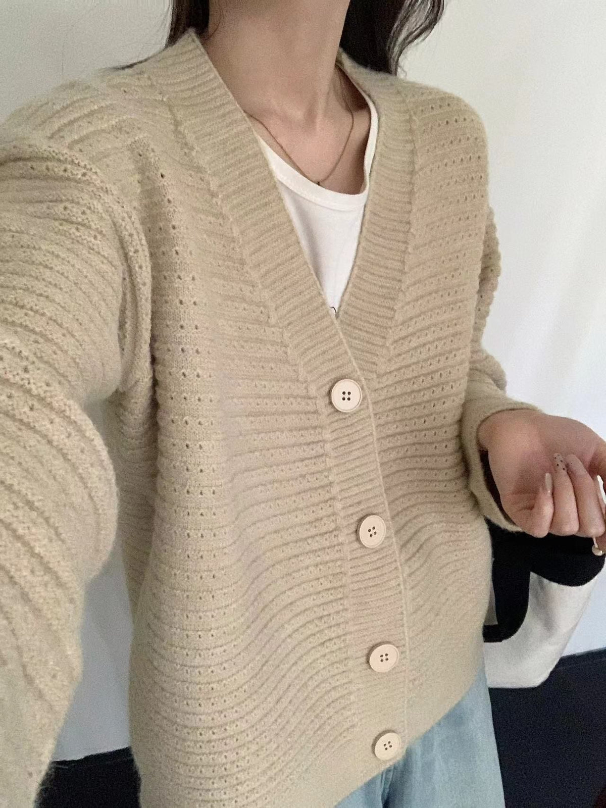【outer】Vネックニットカーデ　M25863