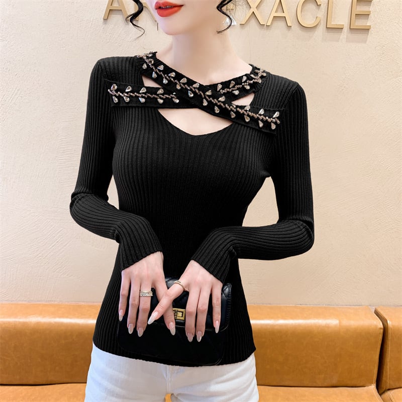 【tops】ビジューニットトップス　M28266