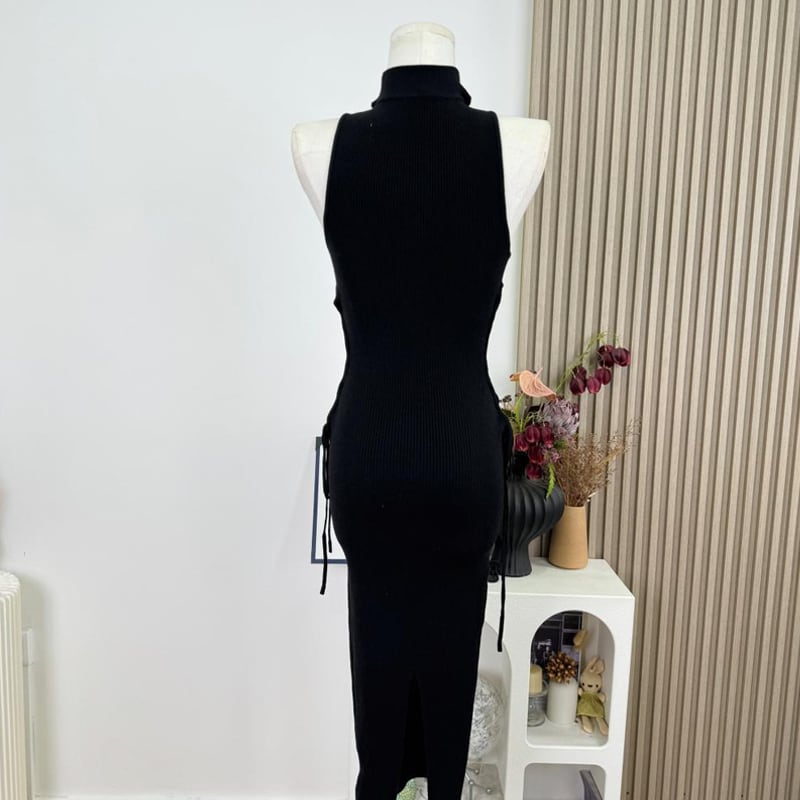 【dress】ノースリーブニットワンピース Q7633