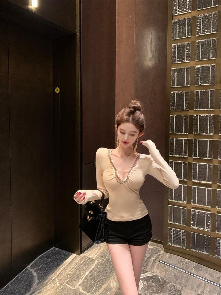 【tops】スパンコール長袖トップス　M29322