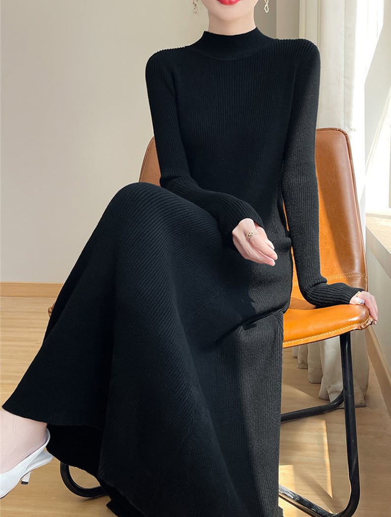 【dress】ハイネックニットワンピース Q7316