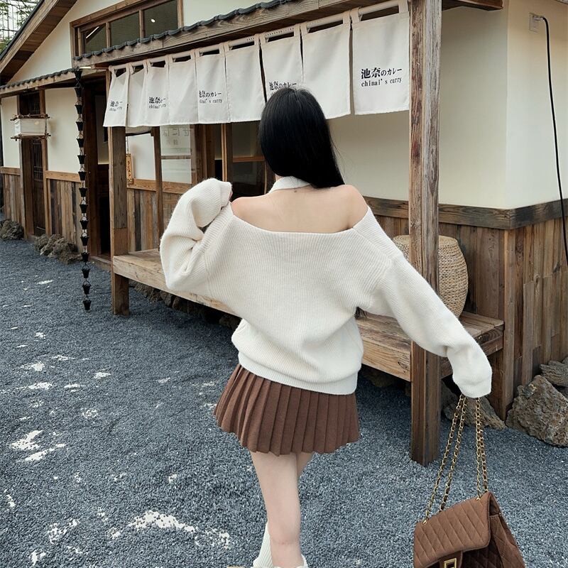 【tops】クロスネックニットトップス Q7109