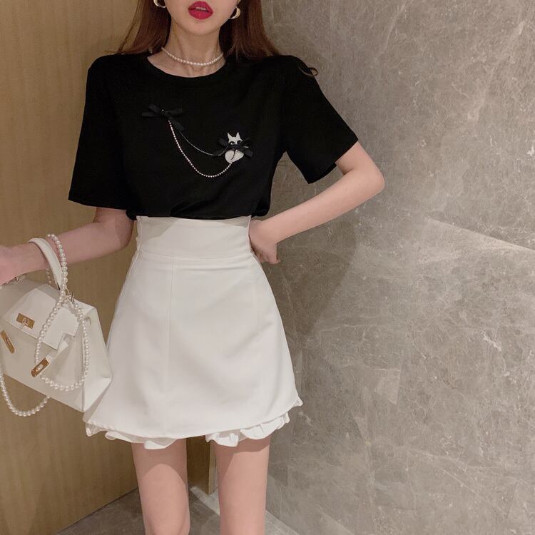 【bottoms】夏INS風Aライン合わせやすいボディラインショート丈スカートF0269