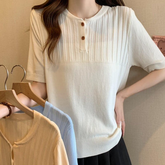 【tops】ニット薄手TシャツG21071