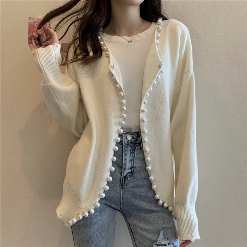 【outer】パールニットカーディガン　N2070