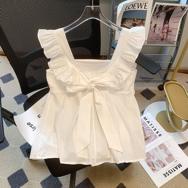 【tops】2色フレンチスリーブタンクトップF7503