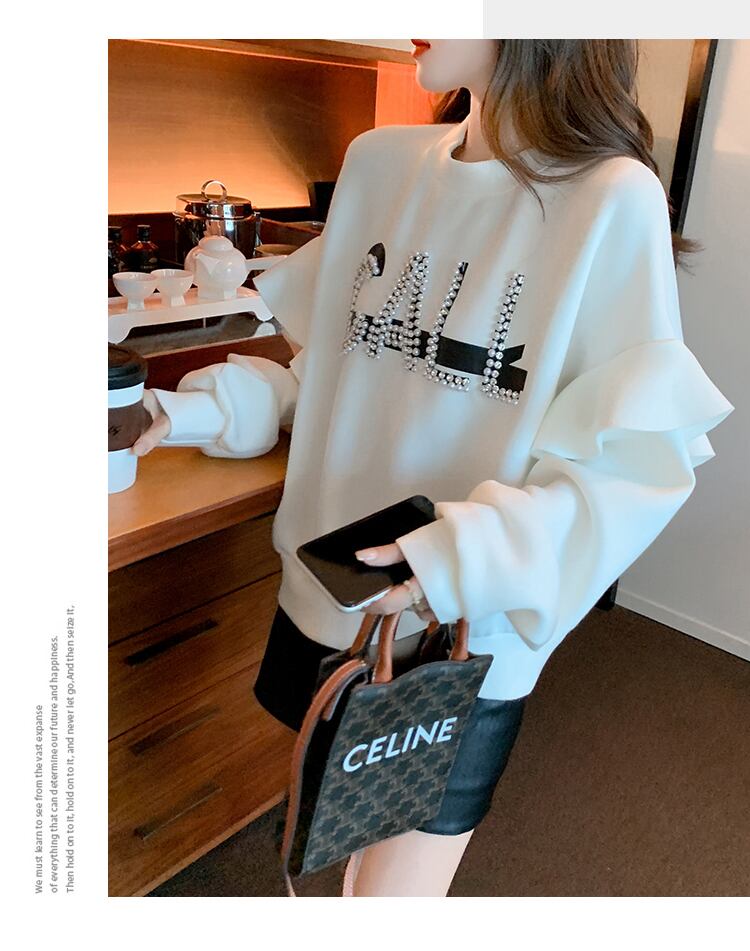 【tops】女性力を高める〜!スウィートルーズオシャレゆったりデザイン厚手パーカー G5473