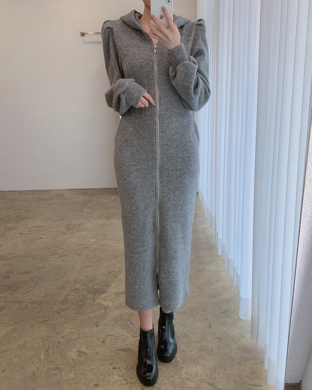 【dress】好感度満載！気質満点体型カバー着痩せパフスリーブワンピース G10915