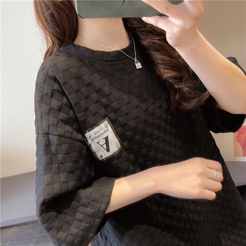 【tops】韓国ファッション半袖ラウンドネック英字柄ファッションゆったり着回しTシャツF0043