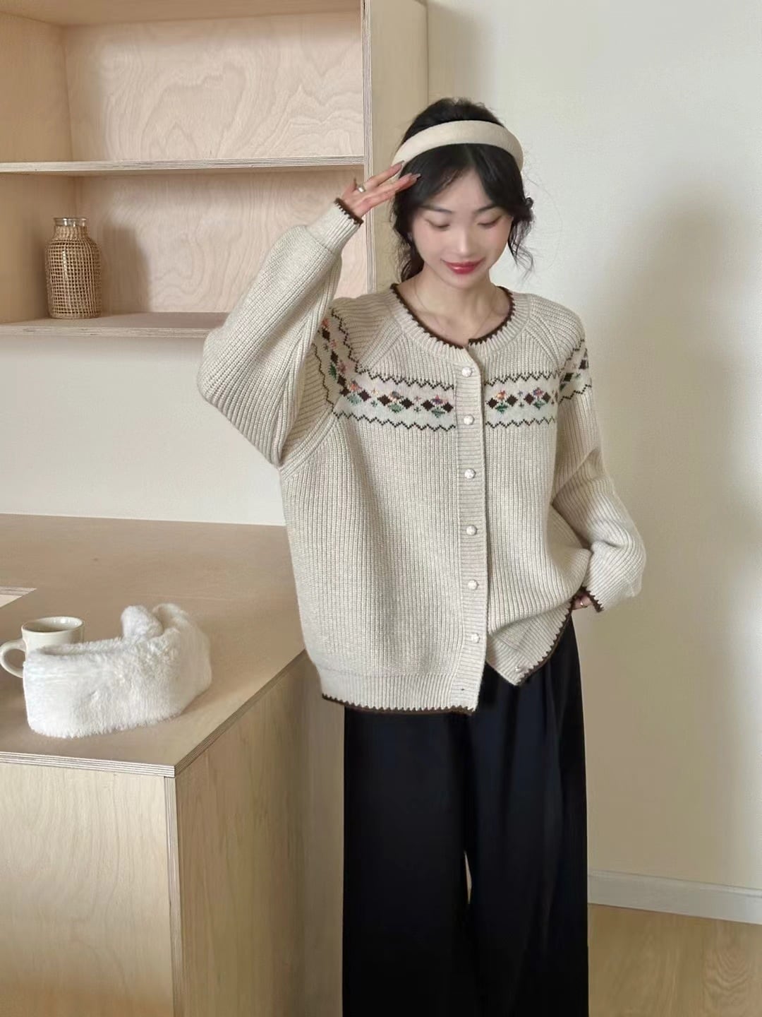 【outer】刺繍ニットカーデ　M29045