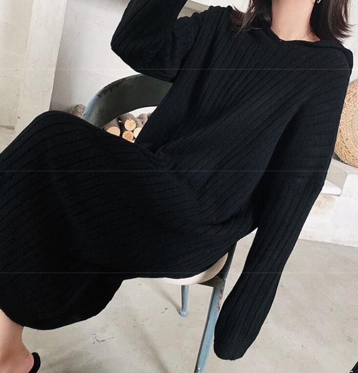 【dress】韓流スタイル好感度UP!気質満点秋冬新作レトロルーズニットワンピース G2346