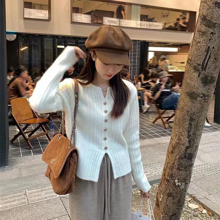 【tops】ボタンデザインニットトップス　M27150