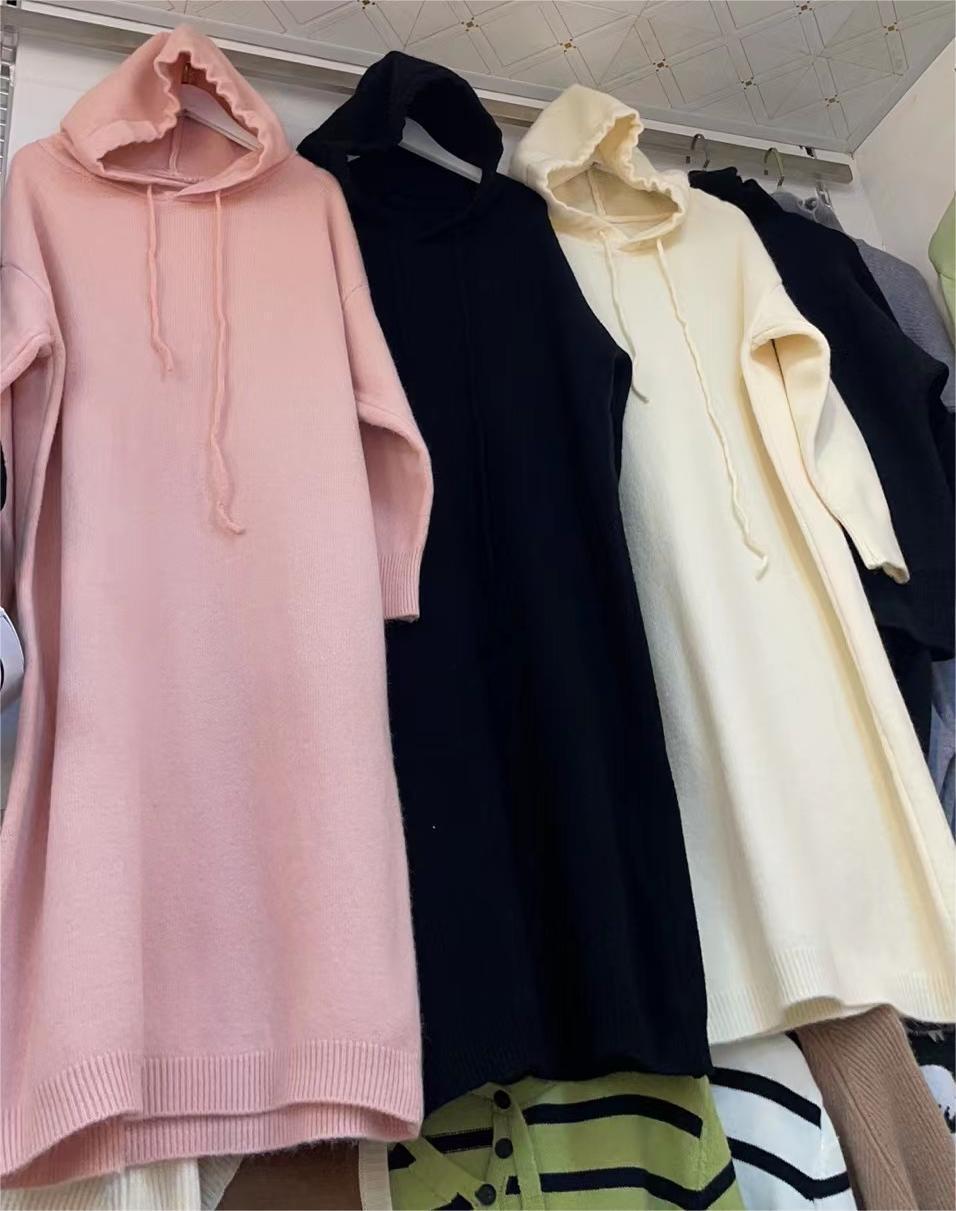 【dress】フード付きニットワンピース　M27246