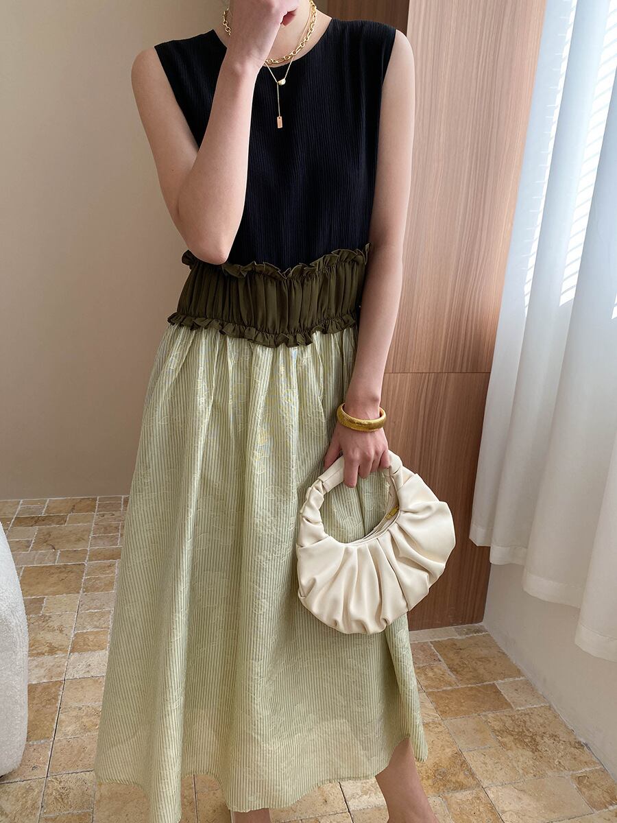 【dress】ノースリーブドッキングワンピース　M29950