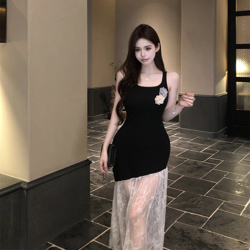 【dress】チュールコンビキャミワンピース　M30179