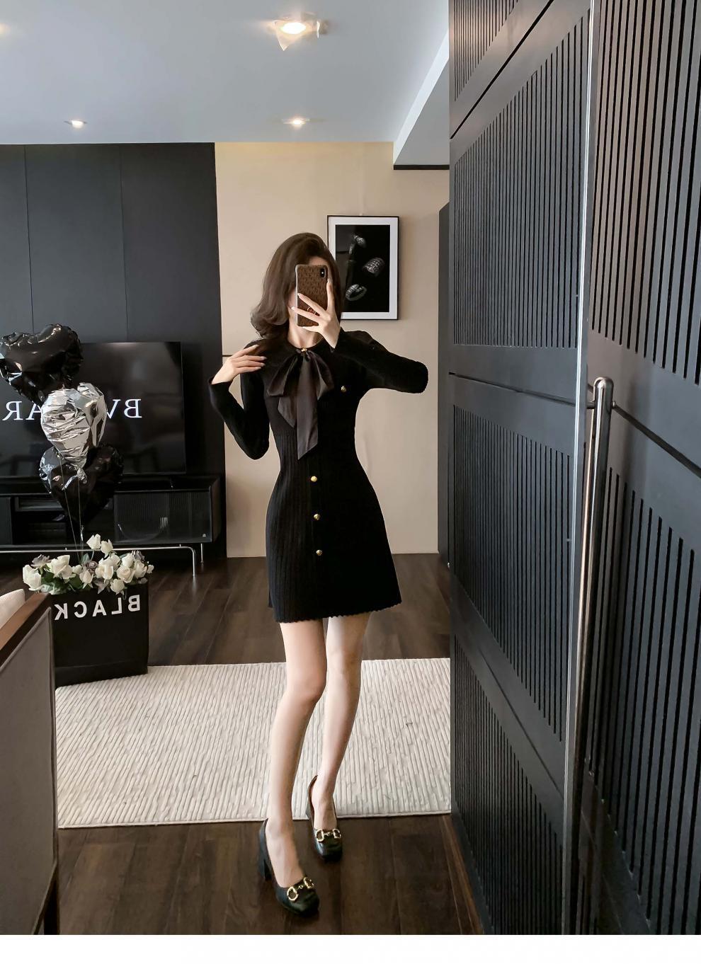 【dress】リボン付きニットワンピース　M18792