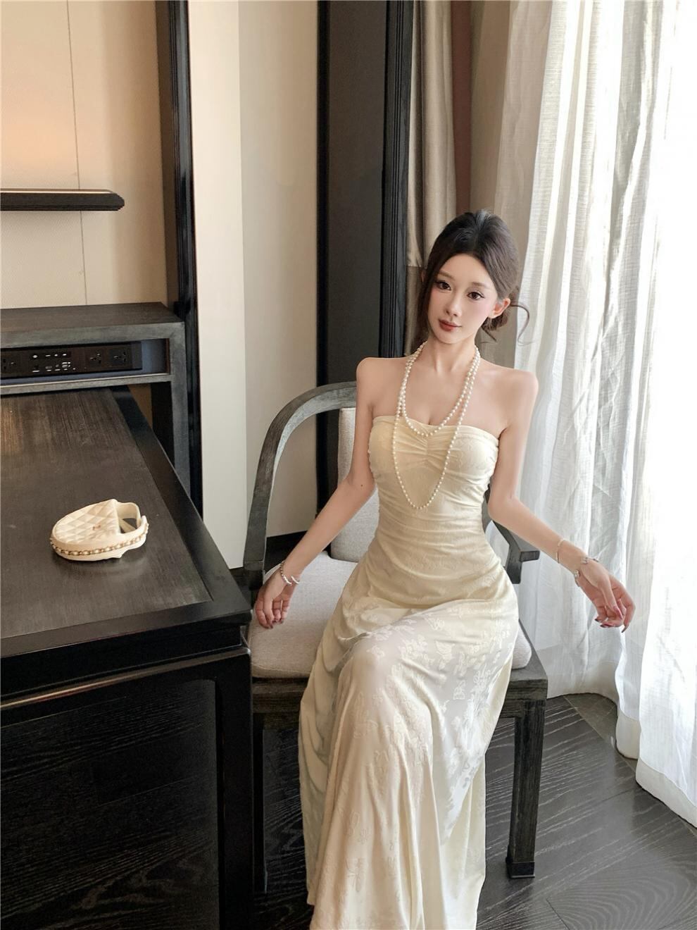 【dress】ロングチューブドレス Q8191