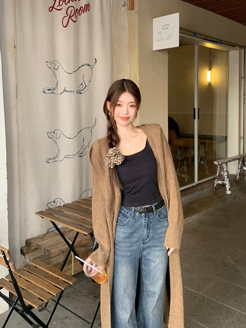 【outer】ロング丈ニットカーデ　M26335