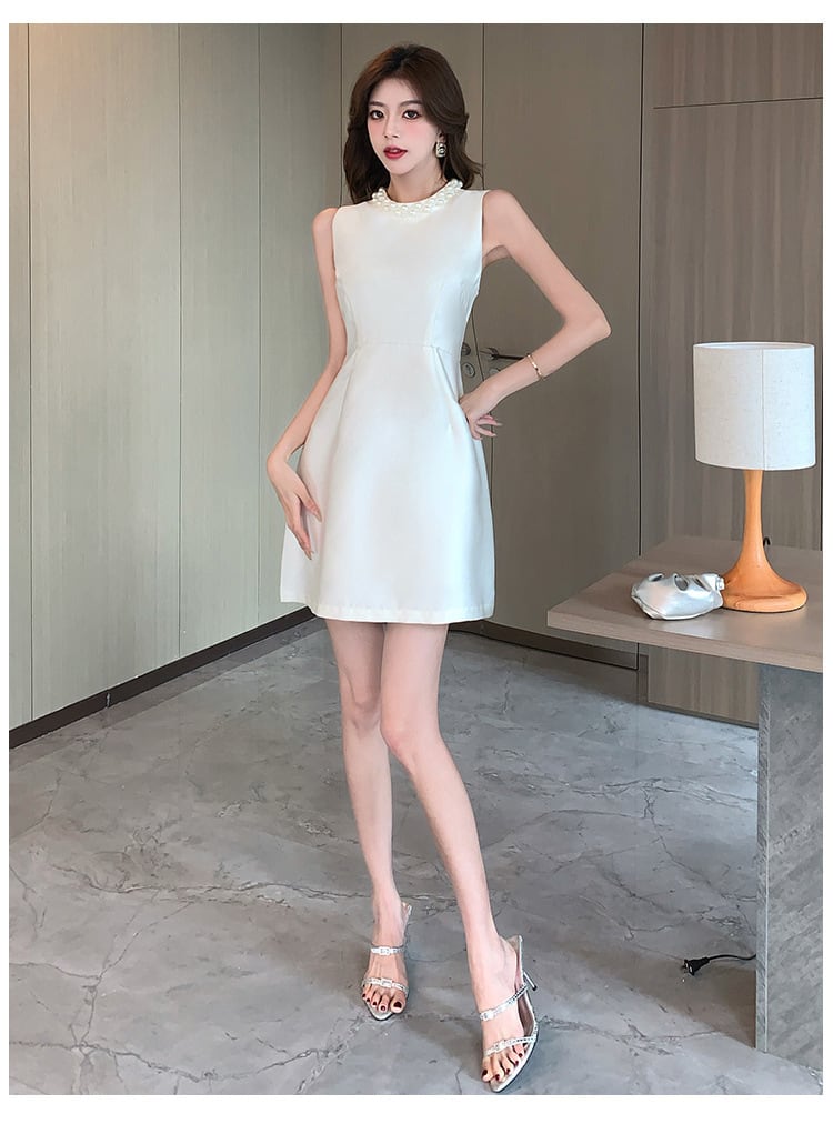 【dress】ノースリーブビーズAラインワンピース G21537