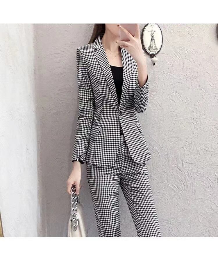 【set】スーツ＋スーツパンツチェック柄2点セットF1576
