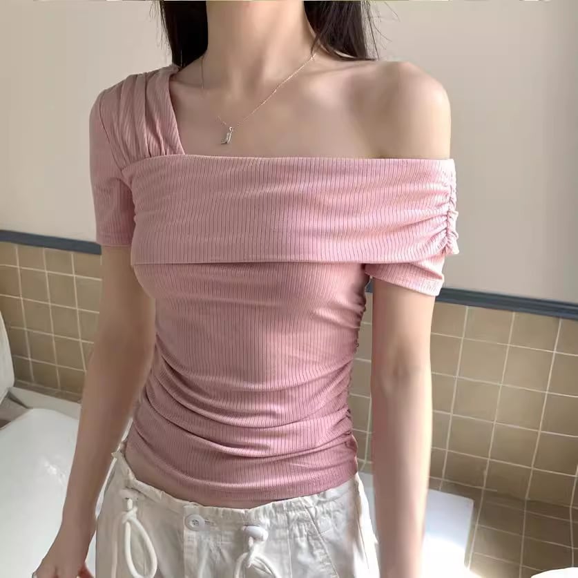 【tops】オフショルダーTシャツ　M25053