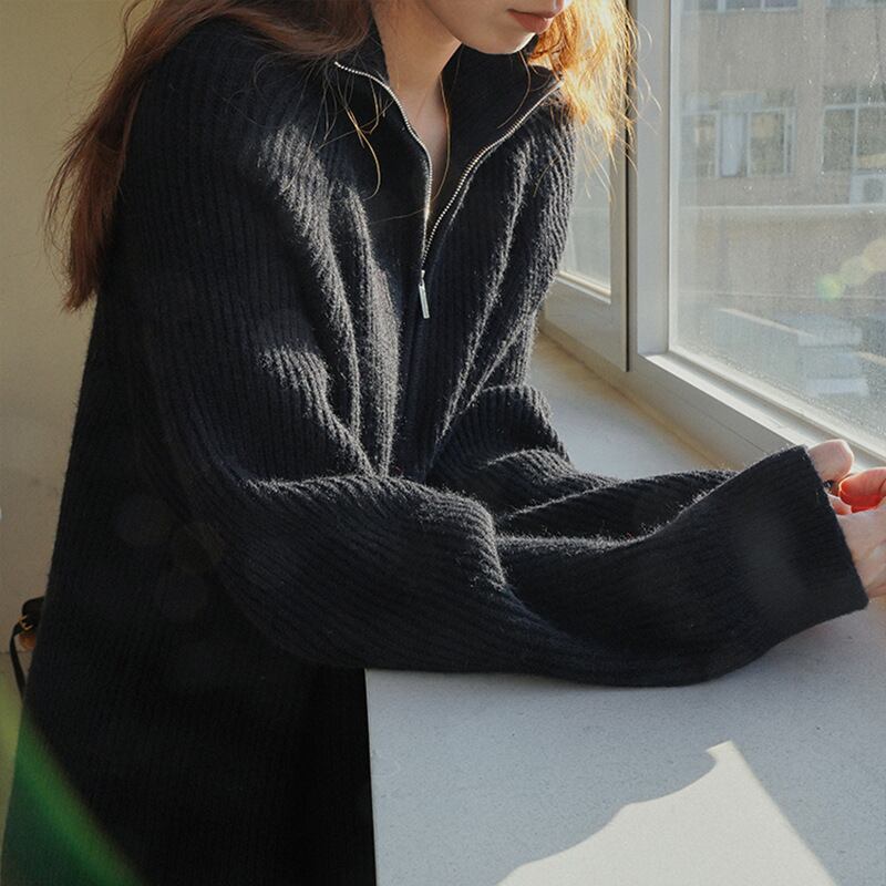 【dress】ファスナーニットワンピース　M19026