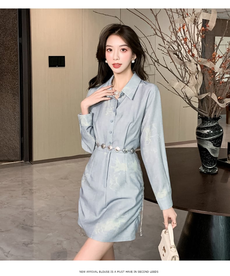 【dress】シャツワンピースベルト付き　M29681